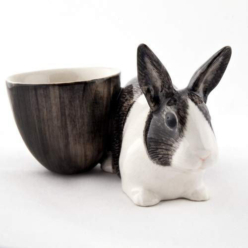 Quail Ceramics - Dutch Rabbit with Egg Cup - Grey and White