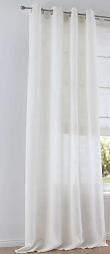 Kutti Ösenschal Metis 100% Leinen Blickdicht Vorhang Gardine Creme Breite 140 * Höhe 245 (1 Stück) cm