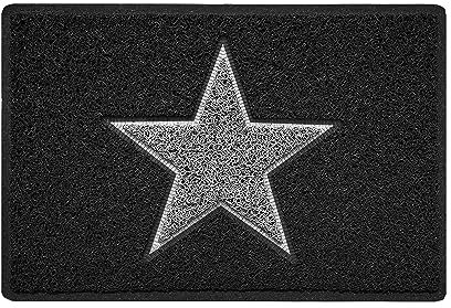 NicomanSTAR Fußmatte | Eingangssperre Schmutzfangmatte | Terrasse Garten Wintergarten Fußmatte | innen außen matt|Schwarz mit grauem Stern - Klein (60x40cm)