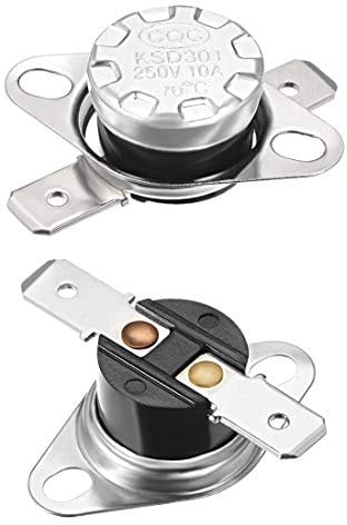 sourcing map 2 Stücke Temperaturschalter Thermostat Normalerweise offen 70°C 10A 6,3mm Pin de