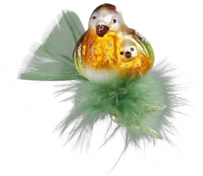 Inge-glas - Christbaumschmuck, Baumschmuck - Vogel - Hab Dich Lieb - Glas, mundgeblasen - Größe: 5,5 cm