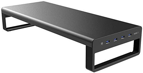 Smart Base Alluminio Lega Computer Laptop Stand con USB 3.0 Porta, Monitor Alzata Supporto, Notebook Tastiera Mouse Conservazione Scrivania da Organizzatore Rack - 01