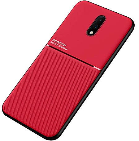 Kepuch Mowen Hülle Hüllen Case Eingebaute Metallplatte für Oneplus 7 - Rot
