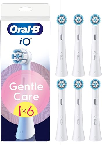 Oral-B Gentle Care Ersatzbürsten, authentisch, weiß, weich, geeignet für empfindliches Zahnfleisch, runde Bürste für elektrische Zahnbürsten von Oral B IO, 6 Stück