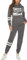 QUNERY Tuta Donna Sportiva Completa Autunno Inverno 2 Pezzi Felpa con Cappuccio Pantaloni Vita Alta Sportwear per Yoga Jogging Fitness A-Grigio scuro S