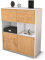 Stil.Zeit Highboard Katyna, Korpus Weiss matt, Front Holz-Design Eiche (92x108x35cm), Push-to-Open Technik & Leichtlaufschienen