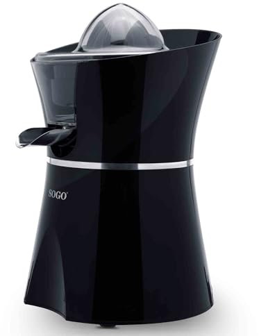 Sogo Exprimidor eléctrico de Zumo de Naranja, Limón y Cítricos con 2 Conos| Antigotéo | Automático | 0,55 Litros| Muy potente - 600w | Negro (SS-5190)