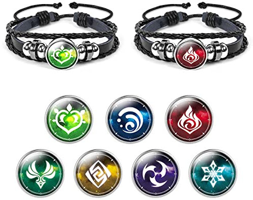 Aucuu Genshin Impact Armband Unisex, Peripherie Spielelement Abzeichen Armband, Verstellbares Leuchtendes Armband, Spiel Fan Cosplay ArmbandGeschenk