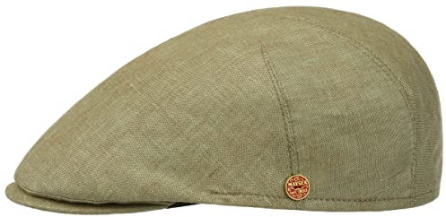 Mayser Sidney Leinen Flatcap Schirmmütze Schiebermütze Leinencap Herren - Made in The EU mit Schirm, Futter Sommer Frühling-Sommer - 62 cm grün
