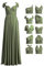 72styles Vestido Infinito con Bandeau - Convertible, Largo, Talla Grande, Multidirección, Cruzado - Verde Oliva, Talla Única