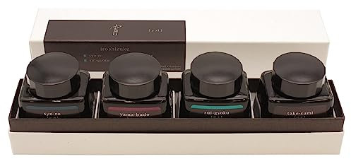 Limited Edition Fountain Pen Bottle Ink, 1.0 fl oz (30 ml), Iroshizuku 4 Color Set [Night] INK-120L-4CYOI
