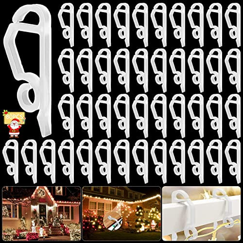 Weihnachten Deko 80 Stück Weihnacht Licht Clips Weihnachtslicht Clip,Weinachts Deko haken für Weihnachten Außen Dekorativer Lichter, Kunststoff Halterung Haken für Schindel Lichter Ketten Regenrinne