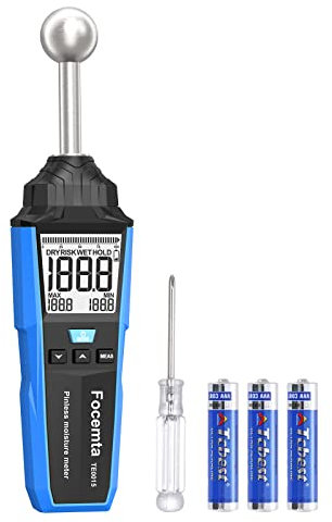 Feuchtigkeitsmessgerät,Focemta Feuchtigkeitsmesser 20-40mm Analysetiefe,Feuchtemessgerät mit LCD-Display Alarmfunktion Aufbewahrungstasche für Mauerwerk, wände,Holz, Gips, Putz, Baustoffe