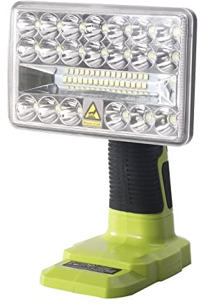 YEX-BUR 2000LM kabellose LED-Arbeitslichttaschenlampen Powered by Ryobi 18-Volt ONE + Lithium-Ionen-NiCd-NiMh-Batterien P197 P108 18W Handtaschenlampen Tragbare Strahler