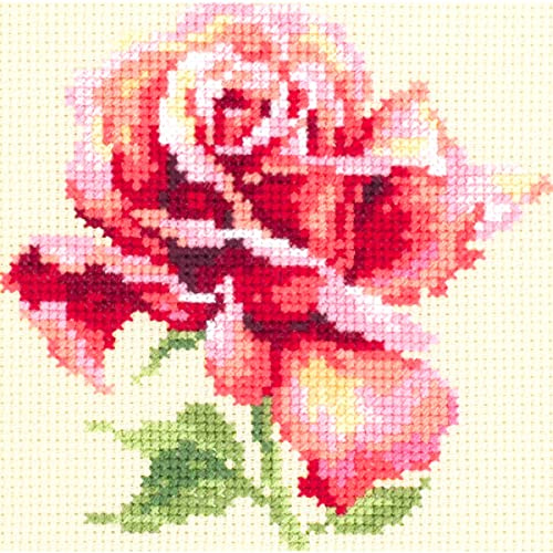 Magic Needle 150-001 ZW Schöne Rose Kreuzstichset mit Zählmuster Zweigart Edition, Baumwolle, multifarbig, 11x11cm