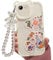 Jusy Compatible with iPhone 7/8/SE Case, Cute Flowers Floral Bear Cover with Beautiful Wrist Strap Bracelet Chain for Girls Women, Clear Kawaii Camera Protection Pretty Trendy Phone Case