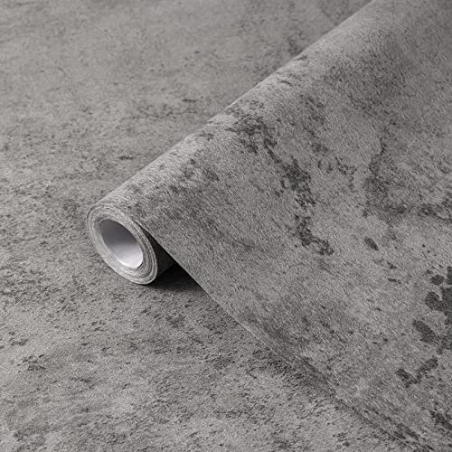 Fantasnight Pellicola adesiva per mobili, grigio, 60 x 600 cm, effetto cemento, autoadesiva, effetto opaco, per mobili, cucina, davanzale, armadio, grigio scuro, impermeabile, carta da parati