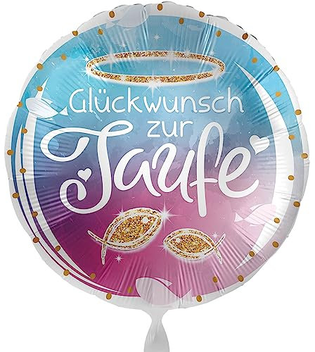 Folienballon Glückwunsch zur Taufe Ballon Dekoration Tauffeier Luftballon Taufe - Made in EU & Germany-, ungefüllt, Helium geeignet