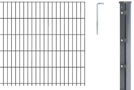 Alberts 644482 Doppelstabmattenzaun als 12 tlg. Zaun-Komplettset | verschiedene Längen und Höhen | anthrazit | Höhe 163 cm | Länge 10 m