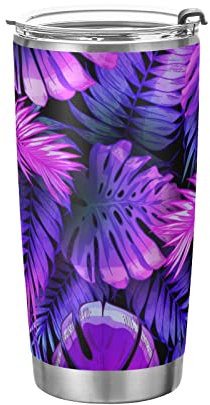 FJAUOQ Tumbler Neon Palm Jungle Insulated Coffee Cup Beverage Container Office Travel Mug with Straw and Lid 20oz Back to School Gift