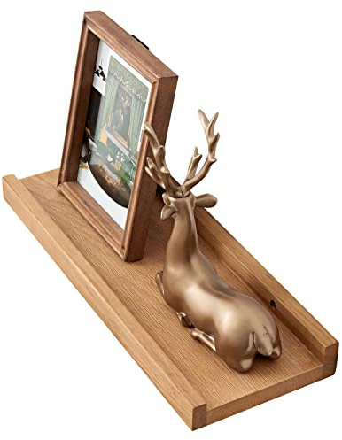 OAKERLAND Eiche Schweberegal Bilderleiste 40cm Holz Massiv Wandregal | OAKERLAND Schweberegal Eiche Massiv Bilderleiste Holz 40cm Klein Wandregal für Küche, Wohnzimmer, Schlafzimmer, Badezimer