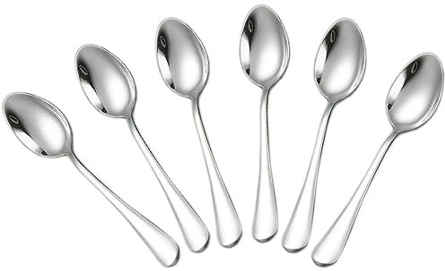 Wesdxc56 Demitasse Espresso Spoons, Mini Coffee Spoon, 5.5 Inches Stainless Steel Small Spoons for Dessert, Set of 6(Silver)
