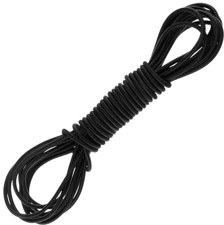 Prasacco Filo elastico, 3 mm x 5 m, nero, elastico in nylon per gioielli fai da te, stendibiancheria, campeggio, altalene, ciondoli, lacci delle scarpe