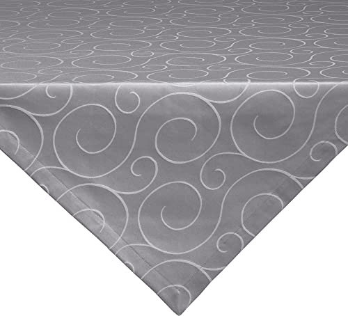 Erwin Müller Mitteldecke, Tischdecke Oberhausen, Jacquard Ranken grau Größe 80x80 cm - pflegeleicht, bügelleicht, mit Kuvertsaum