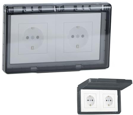 Cubierta Toma Corriente - Protector de Enchufes de Pared, Cubre Interruptor, Tapa de Enchufe para Enchufe Doble Tipo 86, Impermeable para Baño, Hogar, Exterior, Negro, 2 Piezas