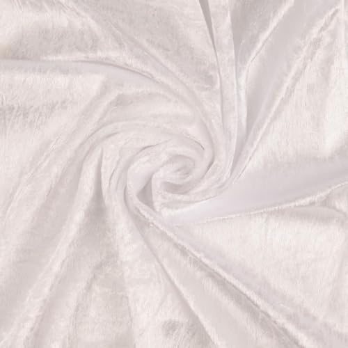 Hochwertiger 250g/m² Stretch Pannesamt Jose mit Ökotex Standard in 20 Farben Breite 150cm in 0,5 m Schritten- Stoff Meterware für Deko, Basteln und Bekleidung Decostoffe Panne Samt (Weiß)