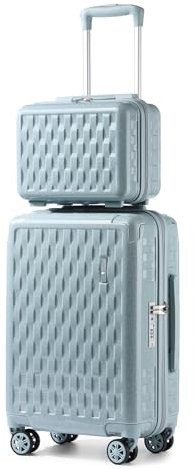 Sea choice Valise Cabine Lot de 2 Ensemble de Bagages avec Vanity Case Rigide Legere pour Bagage à Main ABS+PC à 8 Roues Sets de Bagages 55cm avec Fermeture éclair et Serrure TSA,GUANYAO Gris