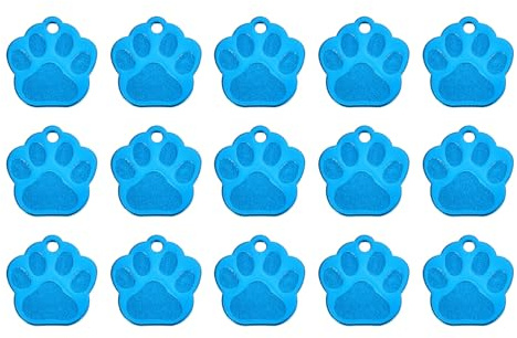 QUARKZMAN Metall Katzenpfoten-Anhänger zum Stempeln, leere Hundemarken zum Gravieren, Aluminium für Haustier-ID-Tags, Anhänger-Dekoration, Bastelmarken, Packung mit 15 Stück