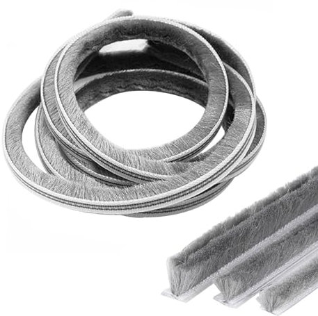 Joint à brosse autocollant - 10 m - Joint d'étanchéité pour brosse de porte et fenêtre - Coupe-vent et anti-poussière - Gris - 6 x 6 mm - 10 m