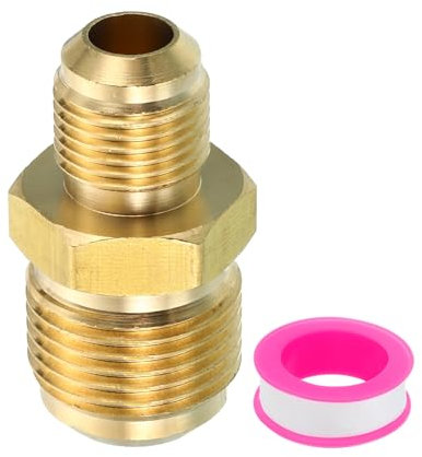 PATIKIL Connecteur Évasé Mâle 3/8 x 5/8 Mâle, Adaptateur en Laiton Évasé SAE à 45 Degrés Réduisant le Coupleur de Tube Union Raccord de Tuyau Évasé pour Conduite de Gaz d'Air, CVC