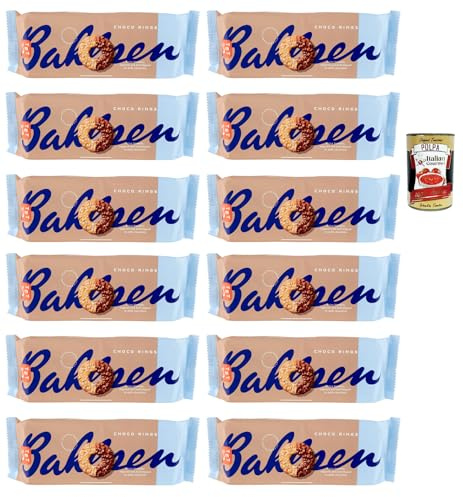 Italian Gourmet Choco Rings biscotti mit Milchschokolade 12 x 155g | Dolce pausa caffè, knusprige Kekse überzogen, ideale Vorratspackung für, Gesamtnettogewicht 1,86 kg + Kostenlos Polpa 400g