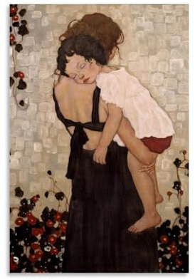 HBEOOP Gustav Klimt berühmte Farbe (Eine Mutter hält ein Kind), Posterdruck, Fotokunst, Gemälde, Leinwand, Heimdekoration, Schlafzimmer, moderne Dekorationen, 40 x 60 cm