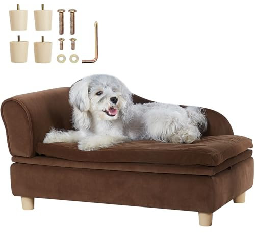 VEVOR Haustiersofa, 760 x 450 x 415 mm, Hundecouch für mittelgroße Hunde und Katzen, weiches samtiges Hundesofabett, 36 kg belastbares Katzensofa, Hundebett, Haustierbett, Dunkelbraun