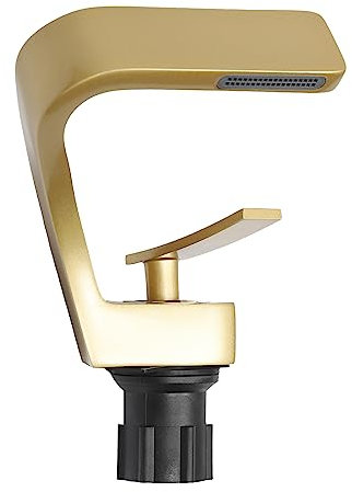 Wasserhahn Bad Wasserfall, Waschtischarmatur aus Edelstahl Einhebel Bad Armatur für Badezimmer (Gold)