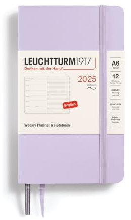 LEUCHTTURM1917 370761 Wochenkalender & Notizbuch Pocket (A6) 2025, Softcover, Lilac, Englisch