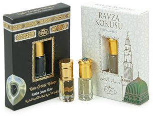 ihvan online, Personal Duft, Lang Anhaltendes Parfümöl-Rollerball, Alkoholfreie Duftöl-Parfüms für Herren & Damen, Musk 6mL / 0,20 fl Oz (2er Pack), Kaaba Cover, Ravza