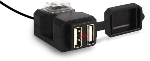 Mulcort Prise Double USB Moto 2,1A + 1A, Chargeur de téléphone avec Interrupteur Marche/arrêt, Navigation GPS, Dispositif de Charge Rapide étanchepour téléphone, Tablette, MP3(9-24V)