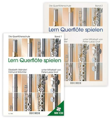 Lern Querflöte spielen Band 1 und Band 2 (SY 2485, SY 2486, 9783931788391, 9783931788407) mit Online-Audiotracks + Soundman Querflöte-Reinigungstuch (Starterset)