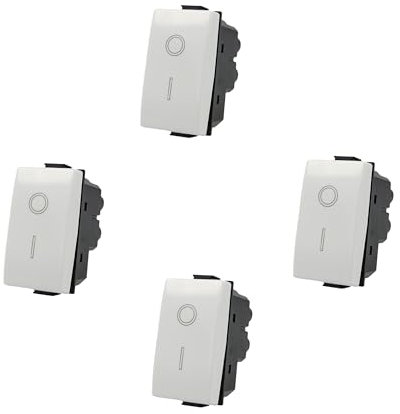 4 Pezzi Interruttore Bipolare 2P 16A tasto 0 1 compatibile con Bticino Matix colore Bianco incasso presa a muro confezione 4 pz