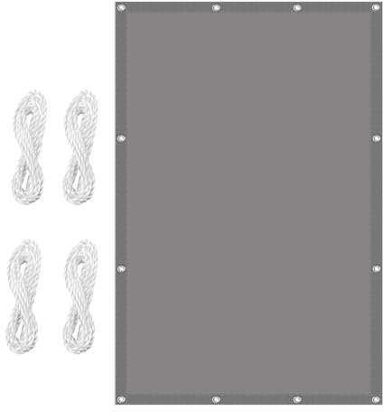 Tenda parasole per esterni, 140 x 160 cm, impermeabile, rettangolare, 98% protezione dai raggi UV, baldacchino da giardino, per spiaggia, patio, colore grigio chiaro, vela ombreggiante, con corde di