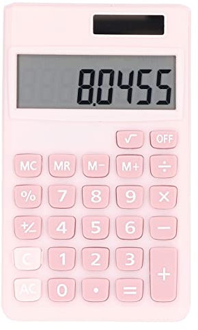 Mini Rechner Im Taschenformat, Taschenrechner, 8 Stellige Solarbatterie, Dual Power Taschenrechner mit Großem LCD Display, Großer Empfindlicher Taste (Rosa)