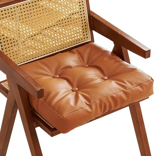 Leder Stuhlkissen 40x40/45X45 Sitzkissen Schwarz/Braun Outdoor Indoor- Wasserdichte Sitzpolster für Sitzauflage Matratzenkissen Sesselkissen Dicke Polsterung Bodenkissen(M3,45X45X7CM(18X18X3IN))