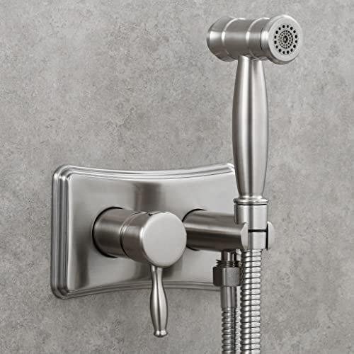 RFXOGTYFZ Gebürsteter Heiß-Kalt-Mischer for Badezimmer, Toilette, Wasserhahn, Flusher-Sprayer-Set for die Wandmontage(Noir)