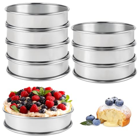 QGGTQG Crumpet Ringe Backringe 8cm 8 Stück Backringe Tortenring 304 Edelstahl Kuchenring Leicht Entformbare Crumpets Ringe Runde Muffinringe für Pfannkuchen Eier Muffins (8 cm)