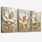 3Pcs Mit Rahmen Leinwand Bilder Luxuriöse weiße Pfingstrose Blumen Bild auf Leinwand Malerei Graue Goldene Blätter Wandbilder Wohnzimmer Schlafzimmer Badezimmer Wanddeko 150x70cm (20x28x3)