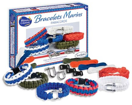 Sentosphère - Marins Paracord Armbänder - Kreatives Set für Kinder ab 8 Jahren - Erstellt 6 elegante maritime Armbänder mit Paracord und Metallverschlüssen - 80000
